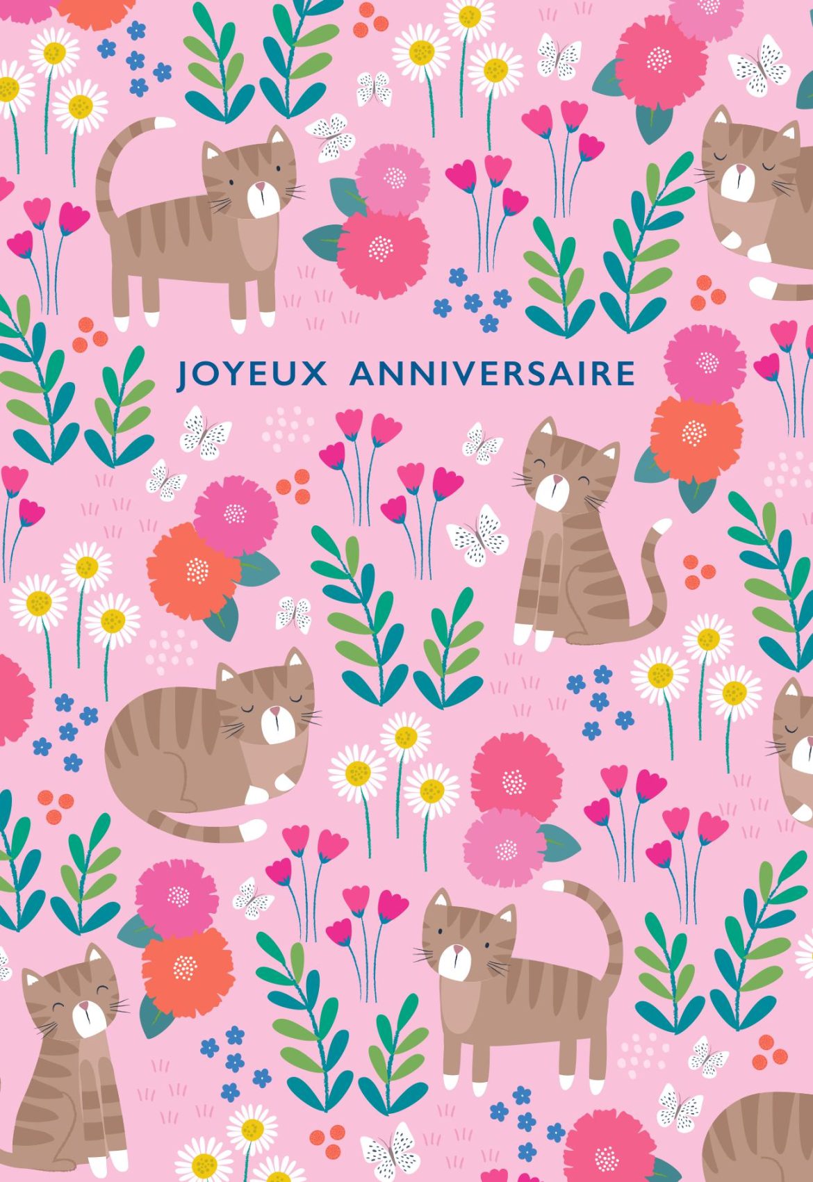 Carte Postale Vintage - Salutations D'anniversaire Avec Chats - 466957