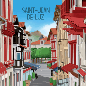 Carte d'art Raoul Paoli "Saint Jean de Luz ruelle"