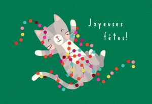 Carte Joyeuses fêtes Klara Hawkins "Christmas cat"