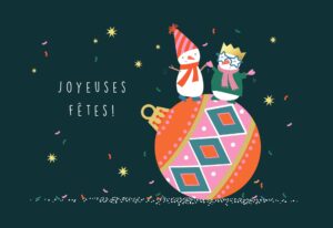 Carte Joyeuses fêtes Klara Hawkins "Bauble roll"